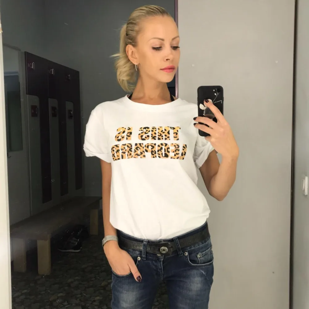 Gkfnmt леопардовая футболка с буквенным принтом женские Топы Футболка Femme Винтаж