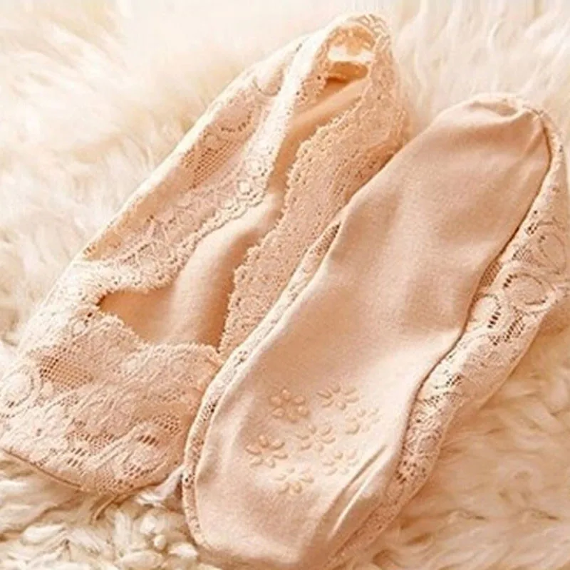 2017 Модные женские хлопковые кружевные нескользящие носки с невидимой подкладкой