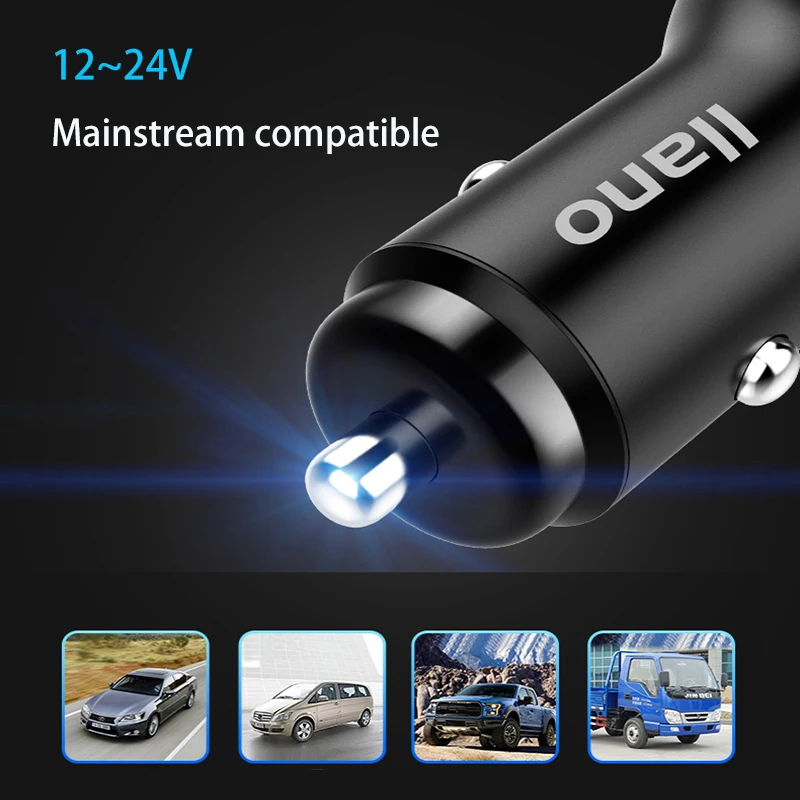 Llano 30 Вт Qualcomm Quick Charge 3,0 Автомобильное зарядное устройство двойной USB Автомобильное зарядное устройство цифровой дисплей для iPhone samsung iPad