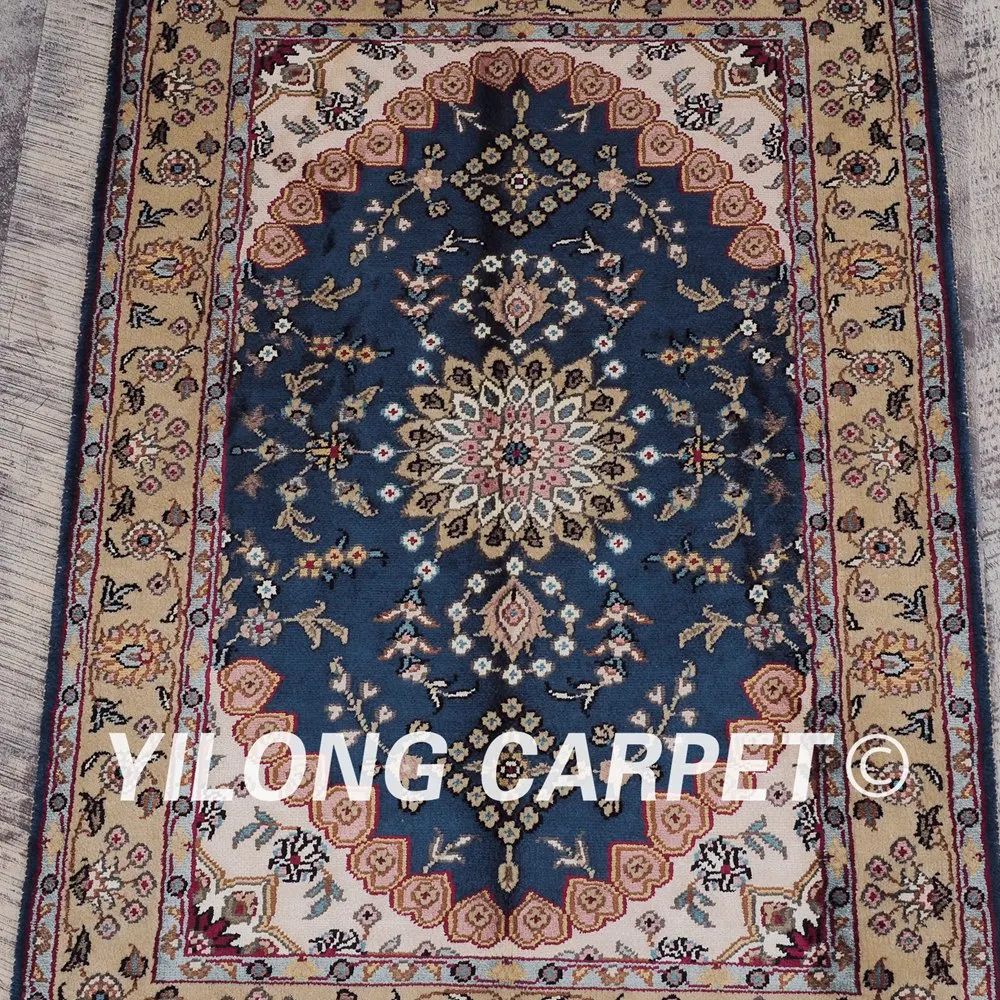 YILONG 2 'x 3' античные турецкие шелковые ковры синий ручной работы шелковый ковер