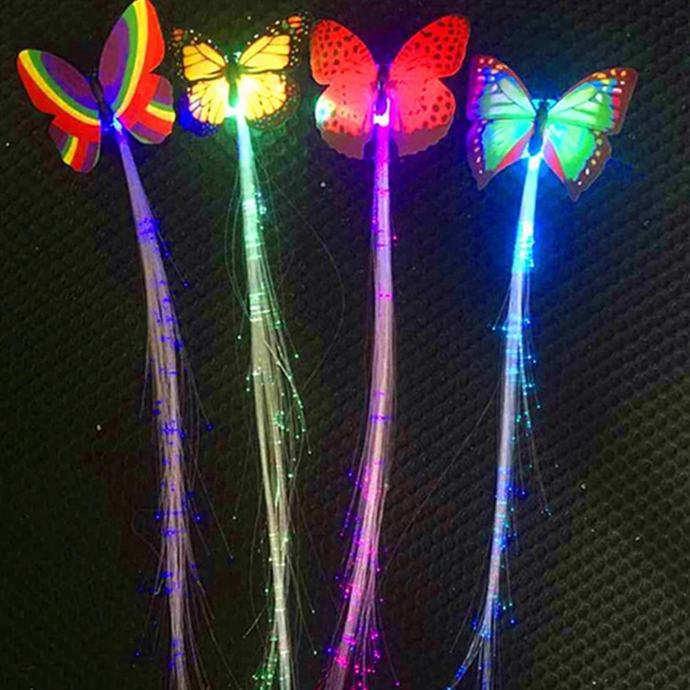 1 шт., Яркий светящийся светильник-бабочка, косички, уникальные парики, вспышка, светодиодный зажим для волос, для шоу, вечерние аксессуары для волос