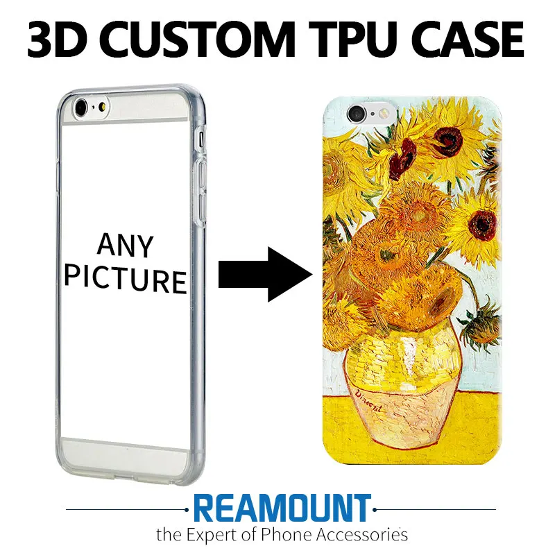 200 шт 3D УФ печать чехол для iPhone 6 6s Plu Роскошный ТПУ DIY рельефные цветы тиснение
