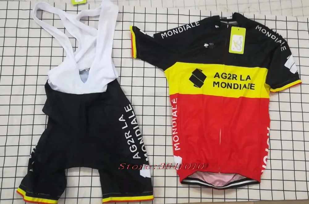 2018 Ag2r Команда Бельгии Чемпион мужская Велоспорт Джерси с коротким рукавом