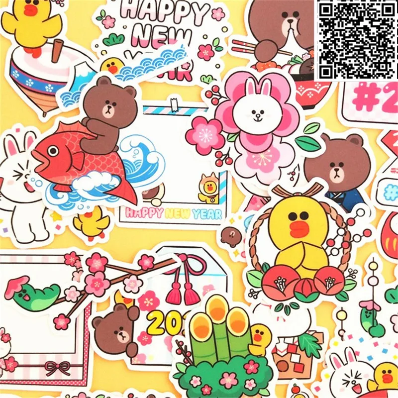 36 шт. Детские Веселые бумажные наклейки домашние новогодние с медведем на