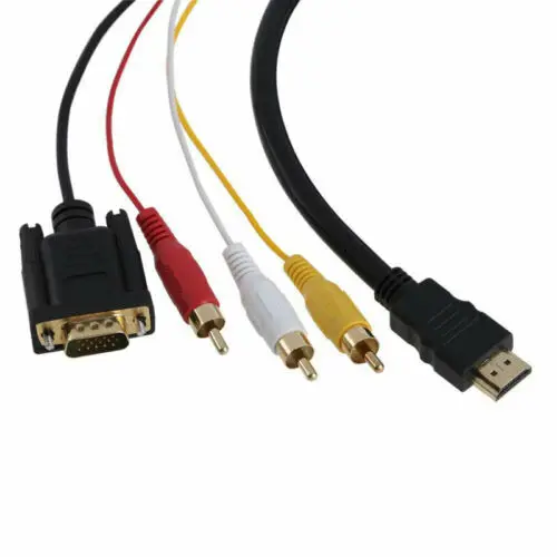 5 футов черный 1 м разъём HDMI папа VGA/3 RCA аудио AV Кабель адаптер композитный разъем