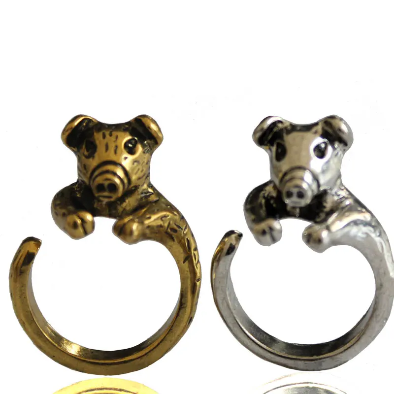 Античные кольца в виде свиньи регулируемые модные ювелирные изделия милое