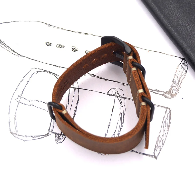 Ремешок из натуральной кожи для наручных часов черный зеленый браслет ручной