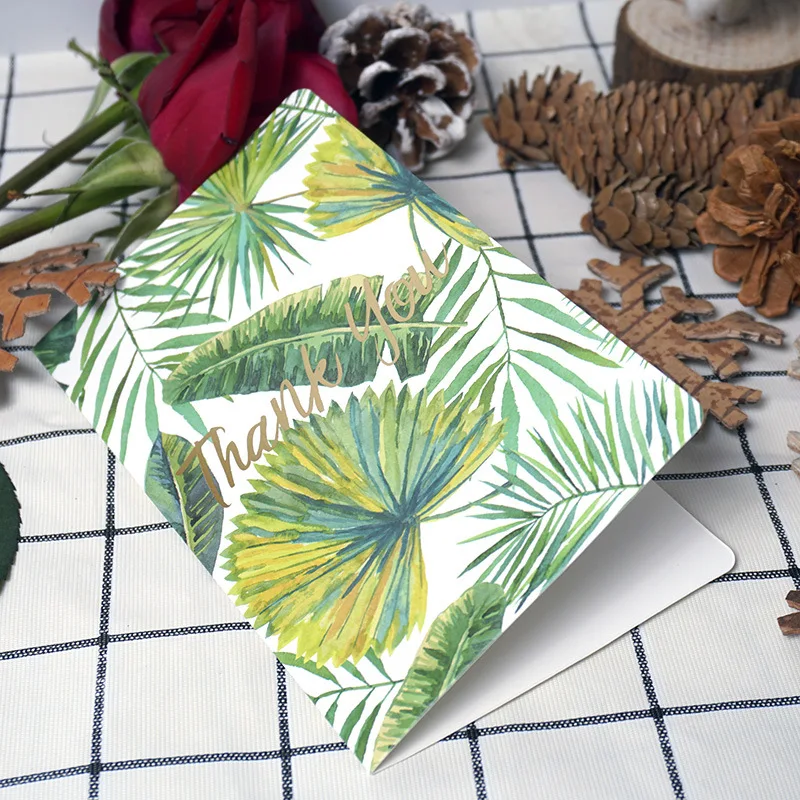 5pcs set D 5 шт./лот, набор креативных милых поздравительных открыток, фольга, тропический лес, спасибо, открытка на день рождения, Рождественская открытка с конвертом, бумага для письма - Цвет: 5pcs set D