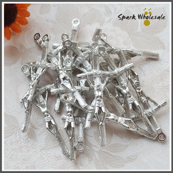 

100pcs/lot Wholesale Religious Jesus Crucifix Metal Cross Pendant for DIY Rosary Cross Holy Alloy Crucifix Pendant