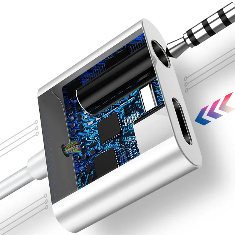 Allvcover 4 в 1 зарядки аудио для адаптера молнии металлический корпус iphone 7 8 plus X iOS