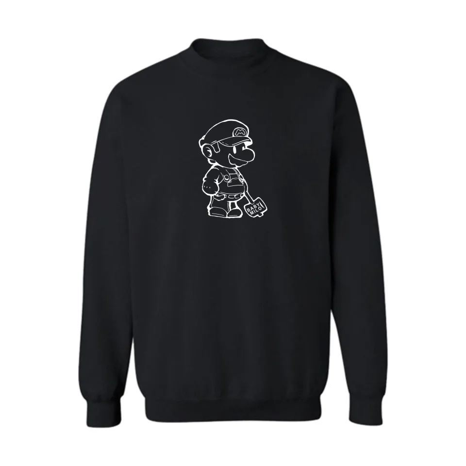 Супер Марио черный/серый новые толстовки с капюшоном Мужские фирменный логотип в