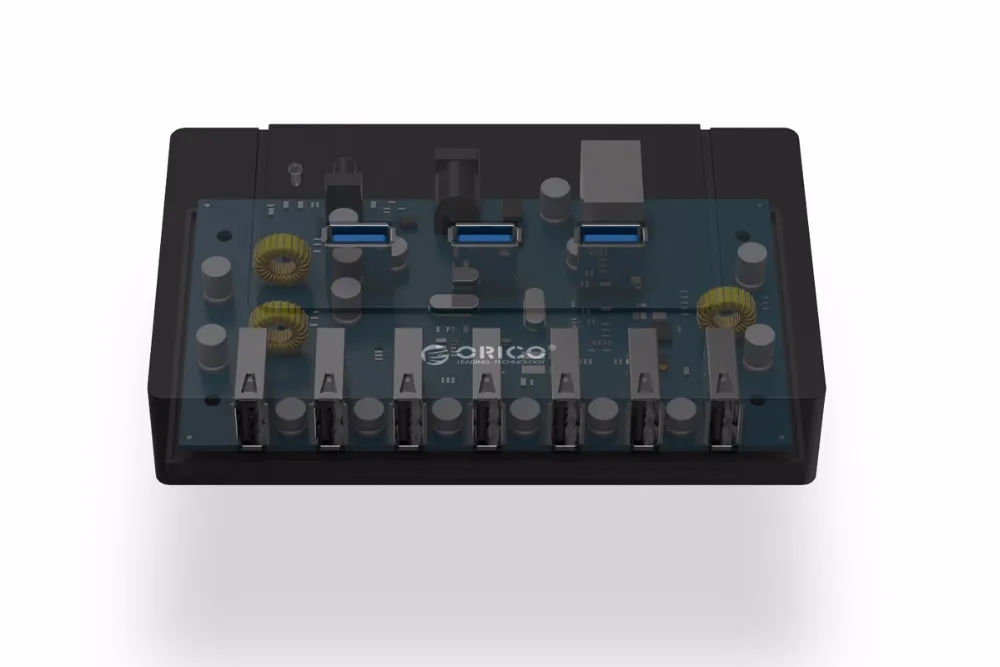 ORICO USB 2,0/3,0 концентратор 10 портов usb-хаб 5 Гбит/с адаптер питания высокоскоростной сплиттер адаптер для ПК LaptopNotebook-черный
