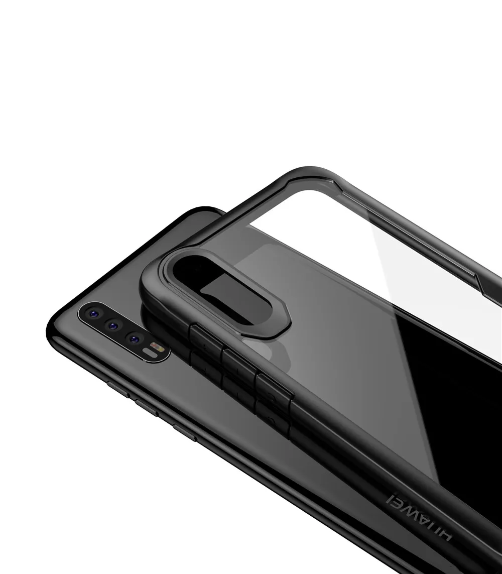 For Huawei P20 Pro lite nova 3e Phone Case Transparent drop Acrylic PC Back Soft TPU Edge Cover Clear Cases Protector |