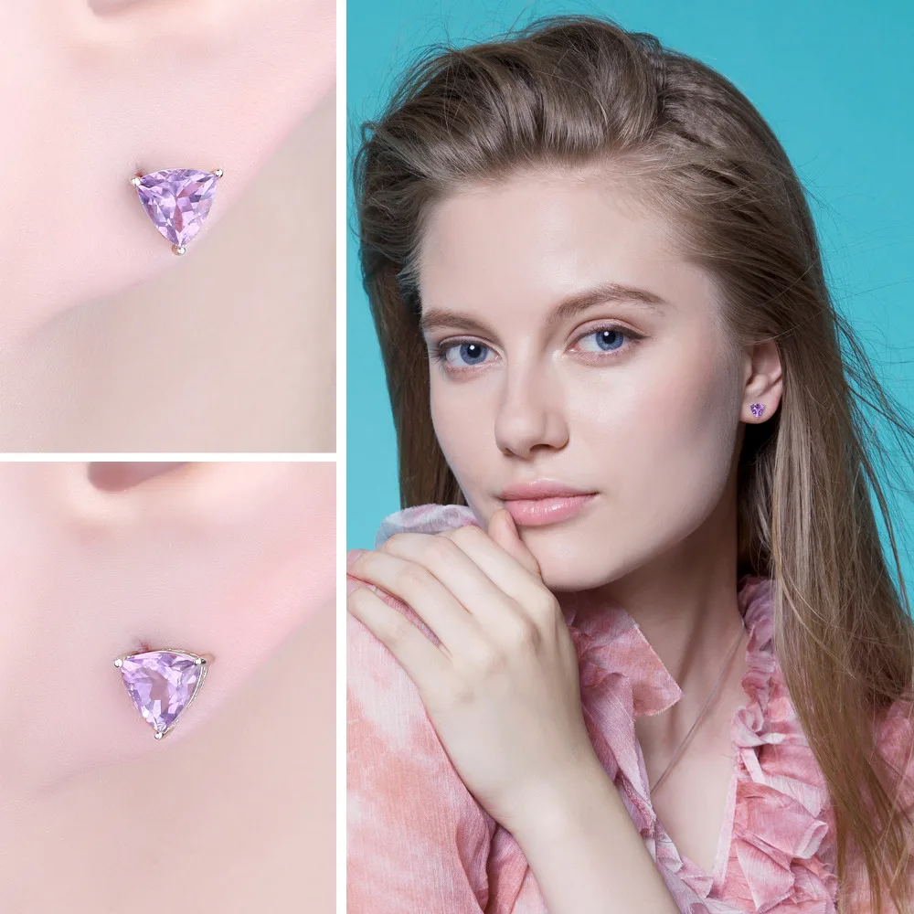 Jewelrypalace трлн 1.9ct Природные Фиолетовый аметист камень Серьги гвоздики Твердые