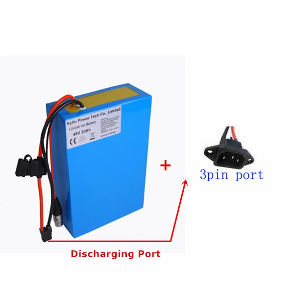 3 pin Port 48 V 20AH литий-ионный Электрический скутер велосипед Батарея для 750 Вт 1000 электровелосипед велосипед мотор с 30A BMS мульти Зарядное устройство Порты - Цвет: 3 pin Port