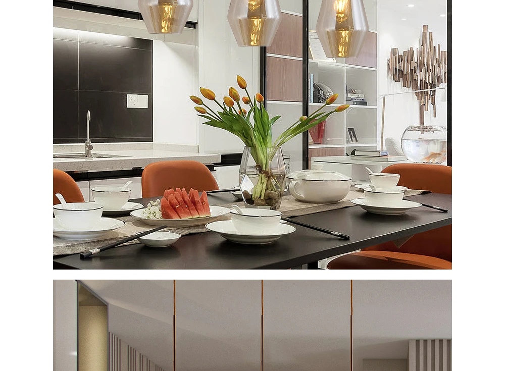 Glass Pendant Light Nordic Pendant Lamp Edison Pendant Light Brass Creative Minimalist E27 Lighting Lampshade For Restaurant