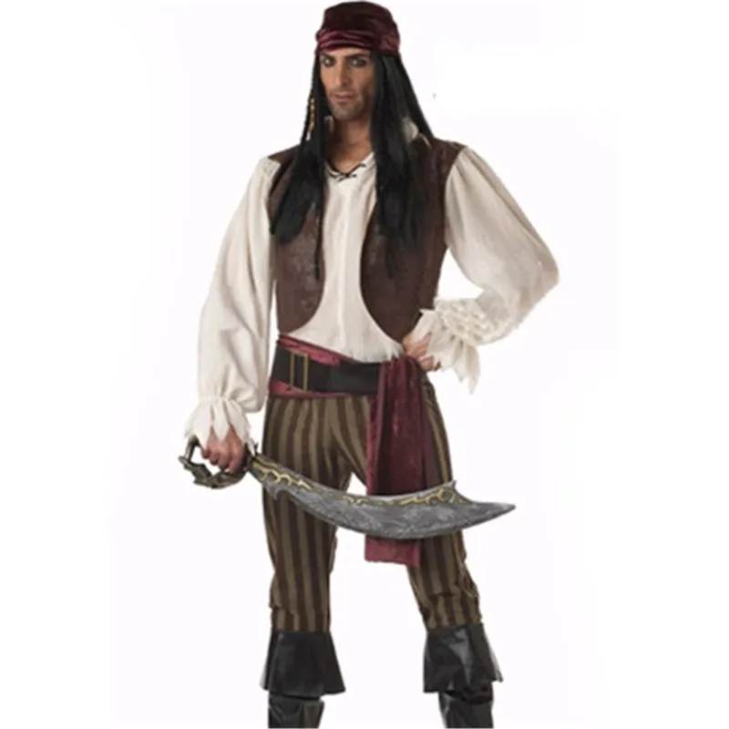 

Freepp Captain Pirates Caribbean Jack Sparrow Pirate fantasia Adult Cosplay Fancy Dress Carnival Halloween Cosplay Costume ML XL