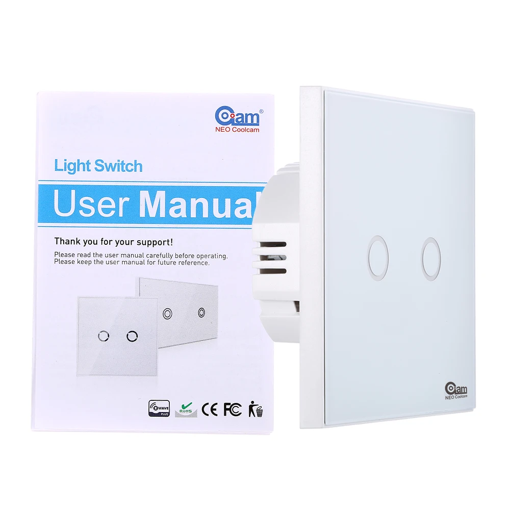 2 шт. настенный светильник COOLCAM NAS SC01Z Z wave Plus переключатель 2CH Gang домашняя