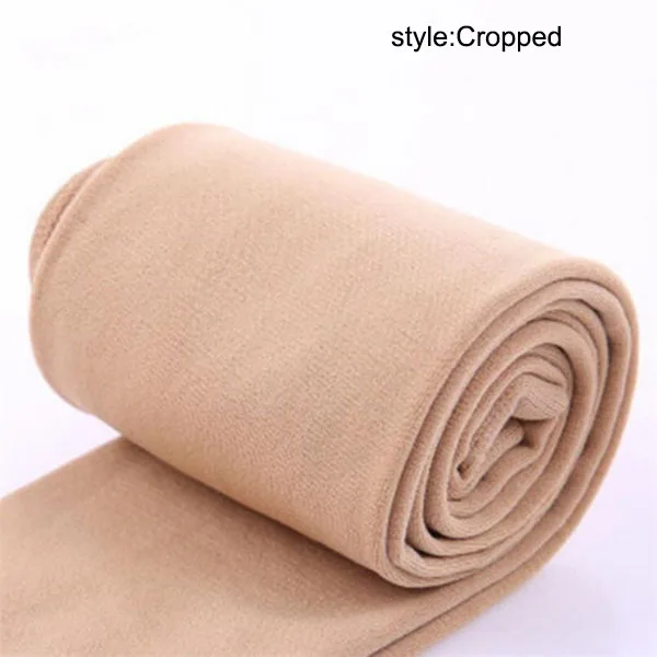 Nude Cropped Женские теплые флисовые зимние тянущиеся Леггинсы теплые флисовые тонкие термо брюки H9 - Цвет: Nude Cropped