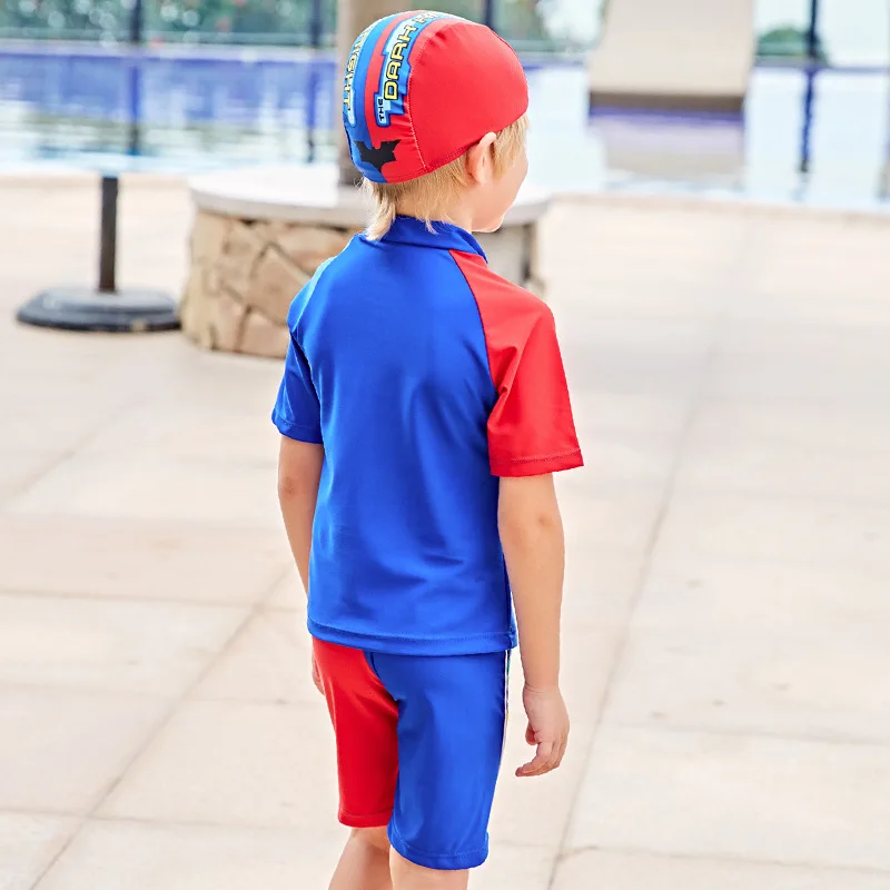 Мультфильм Бэтмен Мальчик Половина рукава детей 3 предмета Плавание костюм