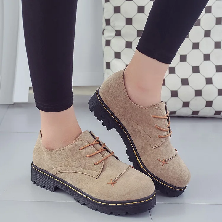 Осень 2017 обувь на платформе в британском стиле повседневная кожаная ретро с