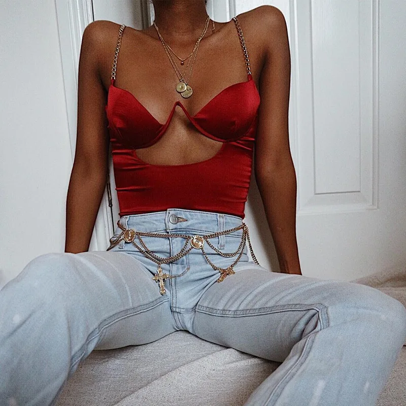 Сексуальное боди спинки выдалбливают цепи спагетти ремень черный для женщин летние Цельный купальник salopette 6