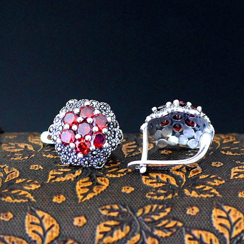 Exquisite 3 Color Natural Zircon Stud Earrings 100% 925 Sterling Silver For Women Jewelry Charm Flower SE18 | Украшения и