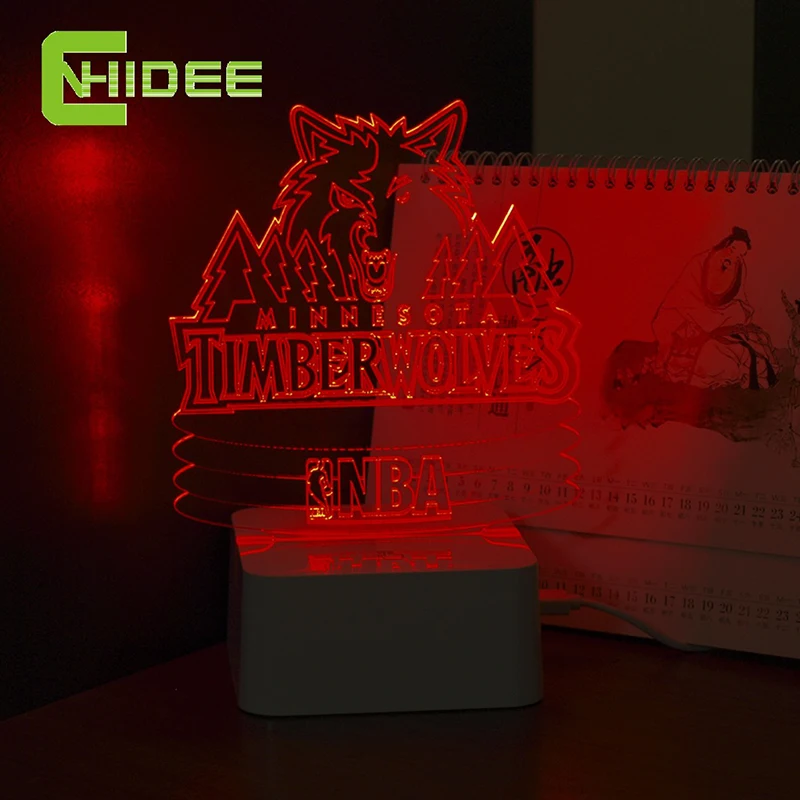 CNHIDEE Инновационные 3D Ночные Огни для НБА Тимбервулвз Светодиодная Декоративная
