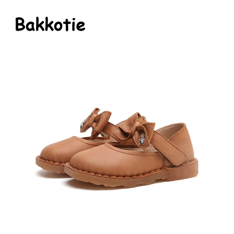 Bakkotie Новинка 2017 года осень Туфли без каблуков Cat для маленьких девочек Брендовая