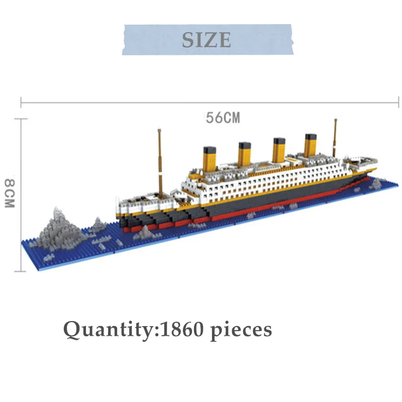 1860 шт., корабельная модель, лодка, не подходит для RS titanic, наборы круизов, сделай сам, строительные алмазные блоки, набор, детские игрушки, рождественские подарки