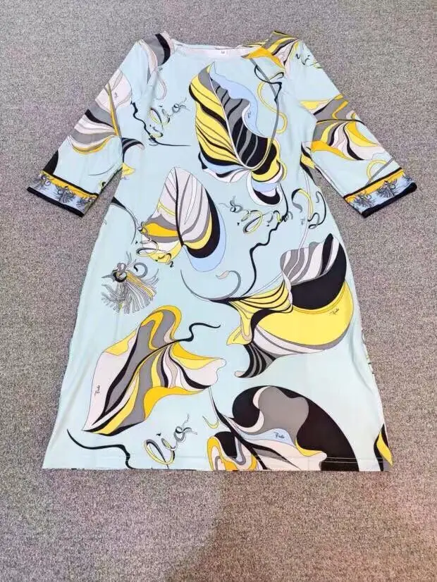 Новинка 2019 модное приталенное шелковое платье с рукавом до локтя и круглым