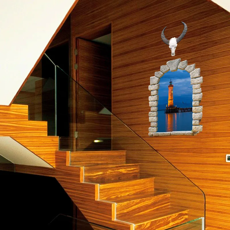 3D Light House Landscape Window Decoration PVC Removable Wall Stickers | Дом и сад