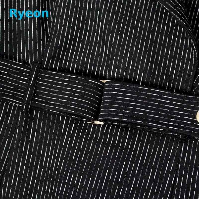 2016 European Ryeon Fashion Women Dress Turn-down Collar Slim Striped High Quality Simple Style Belt Free Shipping | Женская одежда