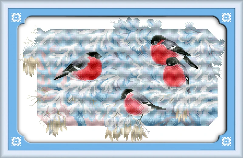 

Cold morning cross stitch kit 14ct 11ct pre stamped canvas cross stitching animal lover embroidery DIY handmade needlework