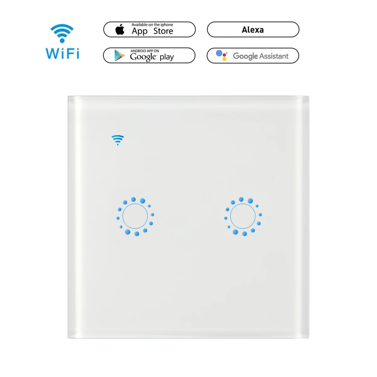 Wifi умный сенсорный выключатель приложение беспроводной дистанционный светильник настенный переключатель Хрустальная стеклянная панель работает с Alexa/Google Home EU/UK standard