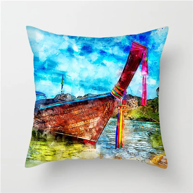 

Fuwatacchi Scenic Animal Cushion Cover Colorful Printed Pillow Case For Chair Sofa Home Room Decoration Pillowcases 45cm*45cm