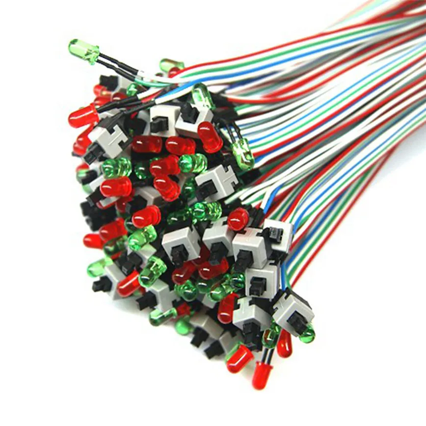 E5 ATX PC Compute Motherboard Power Cable 2 Switch On / Off Reset with LED Light 50CM jul07 |