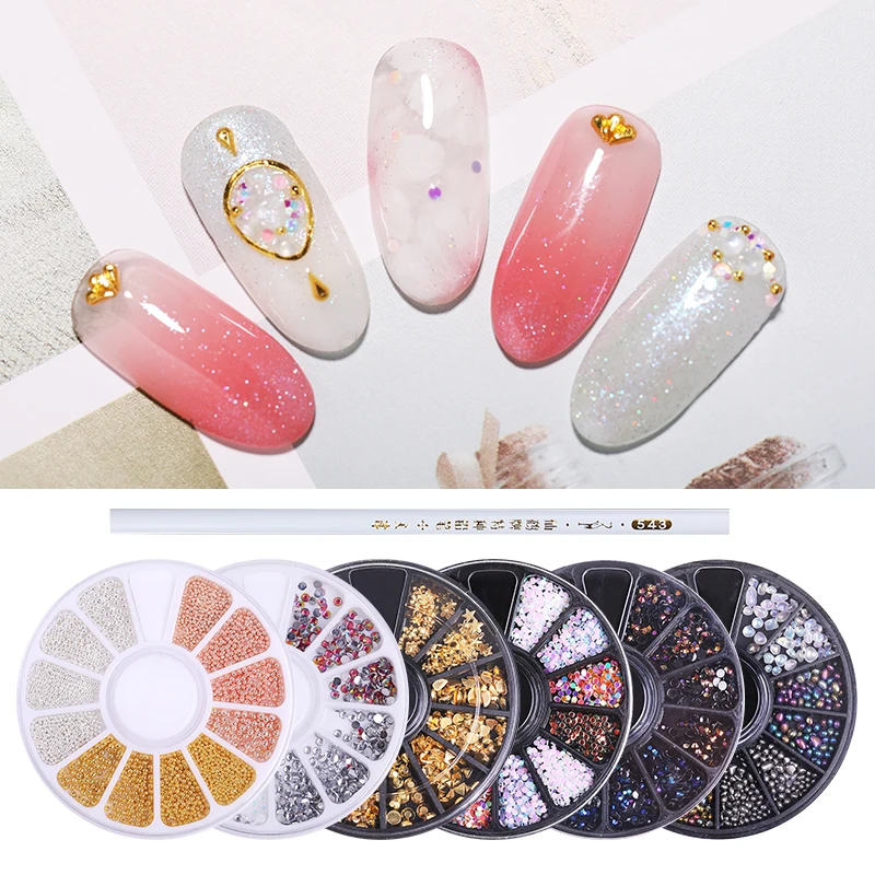 Николь дневник красочные 3D украшения ногтей набор Красота Сердце цветок узоры