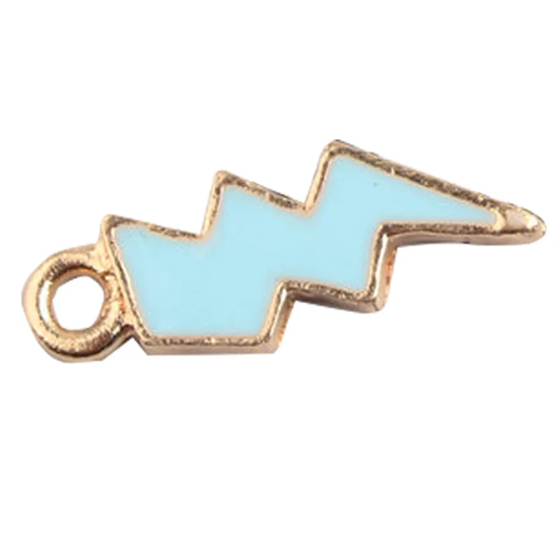 

20PCS/Lot New Arrival Gold Color Tone Lightning Shape Enamel Charms For DIY Necklace/Bracelet Jewelry Making