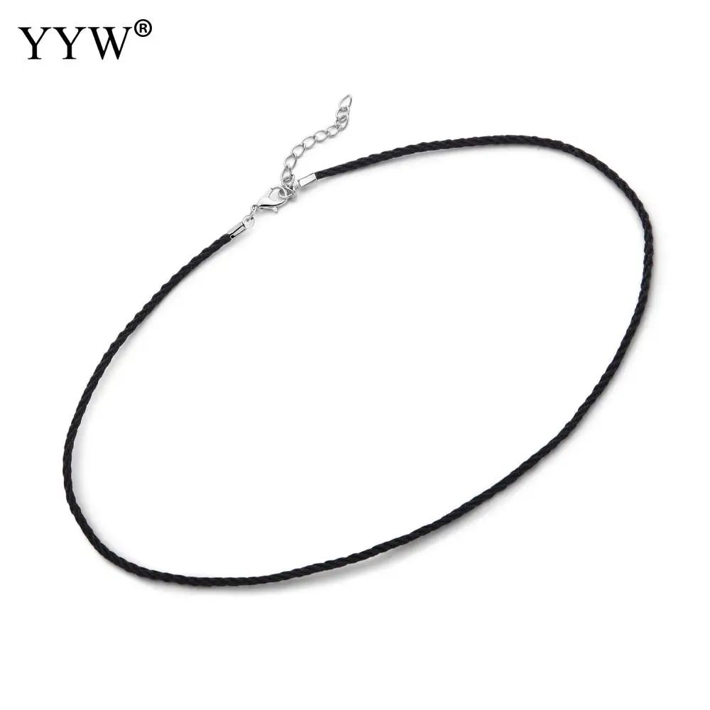 Black Leather Rope Thread Chain Necklace Women Lobster Claw Extend Adjustable Chokers Jewelry For Men | Украшения и аксессуары