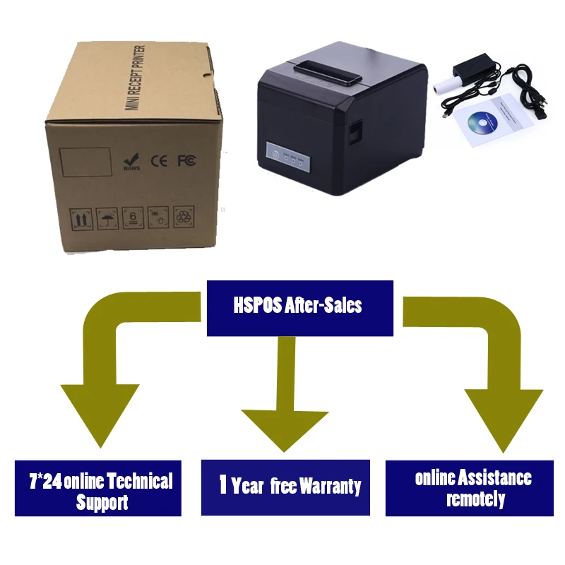 pos 80 printer thermal driver download with auto cutter usb and serial port HS-E81US restaurant order printing slip | Компьютеры и