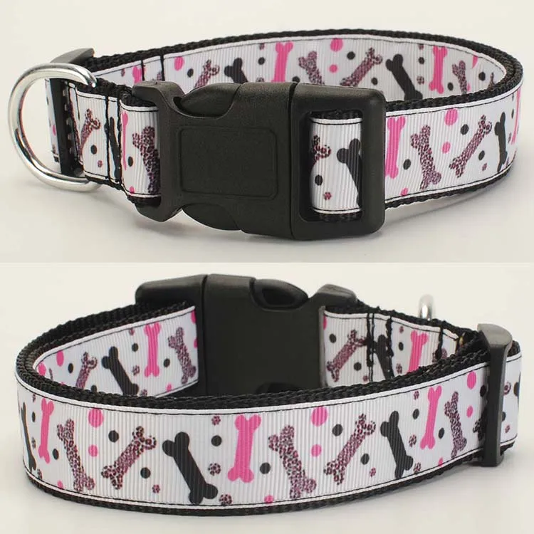 collar XL 36 to 55cm Одиночный поводок для собак, ошейник для собак, ремень безопасности, брелок для ключей, 1 дюйм нейлоновая лента с рисунком - Цвет: collar XL 36 to 55cm