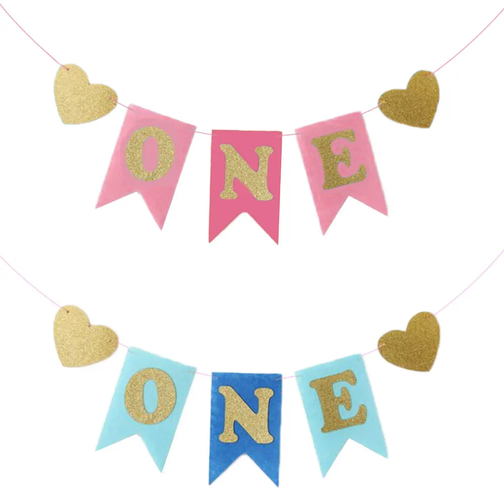 Розовый/синий баннер с днем рождения для мальчиков/девочек детские праздничные