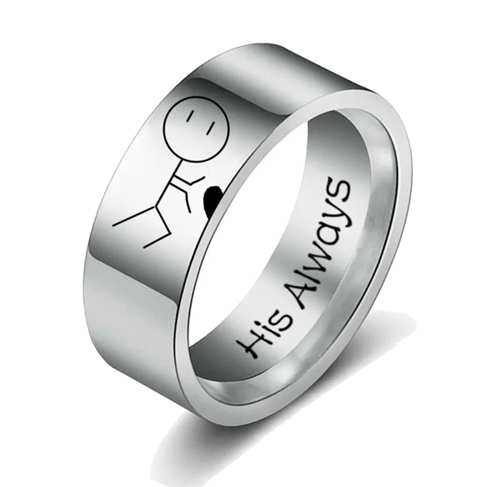 Her Forever его всегда мультфильм абстрактное кольцо из нержавеющей стали пара