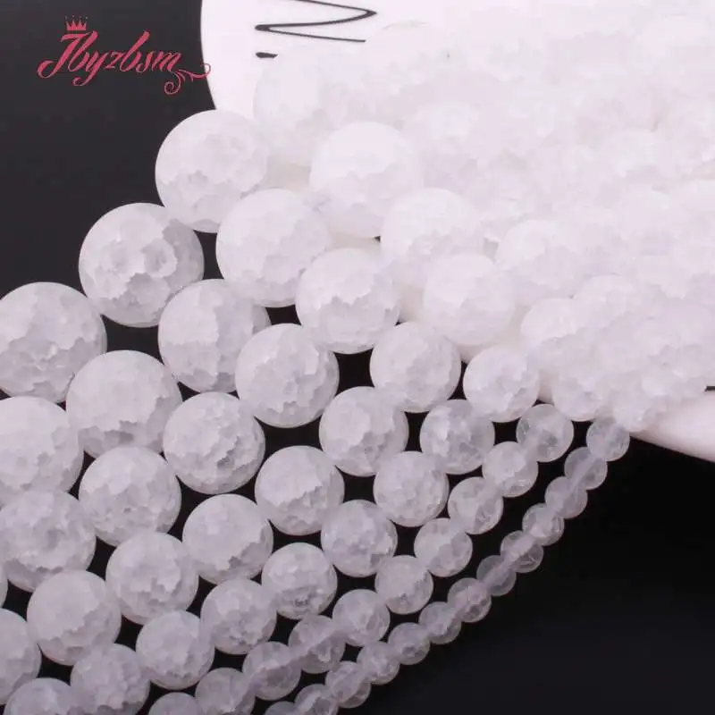 Круглые бусины 6 8 10 мм имитация белого камня со сморозным кристаллом для ожерелья