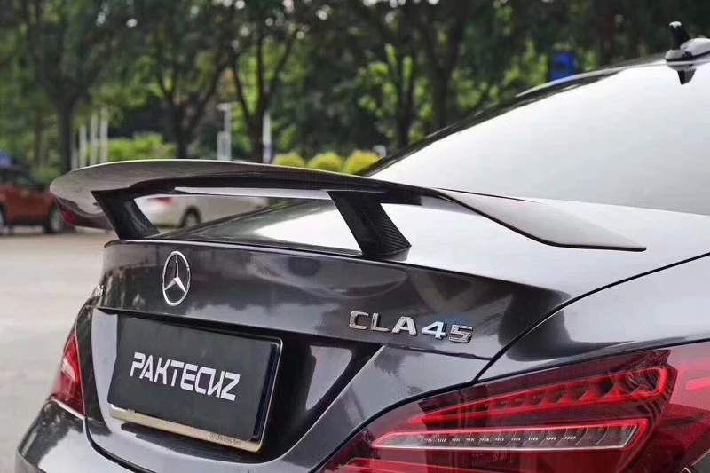 CLA45 AMG GT Стиль углеродного волокна спойлер на задний багажник крыло подходит для