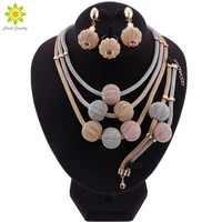 fashion dubai gold jewelry nigerian beads necklace jewelry set for womem african wedding jewelry necklace earrings ring