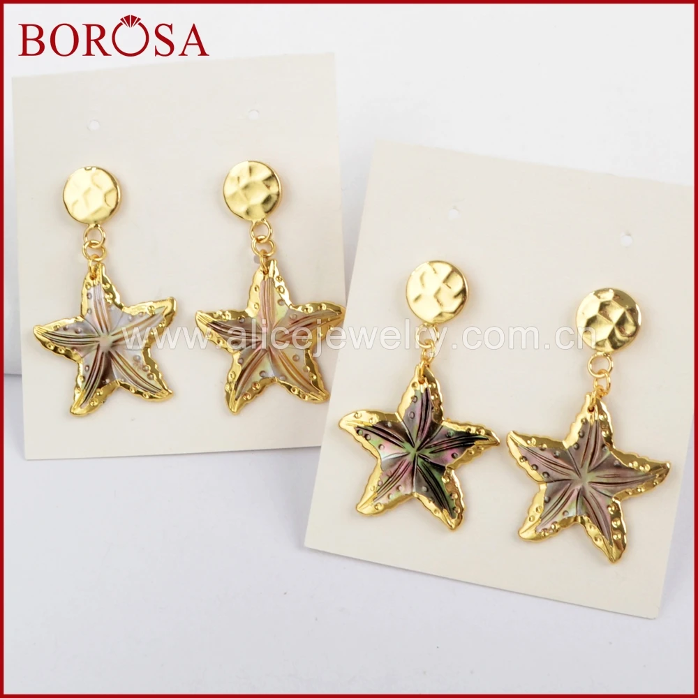 BOROSA 5 пар золотая Радужная натуральная морская звезда форма с золотой монетой