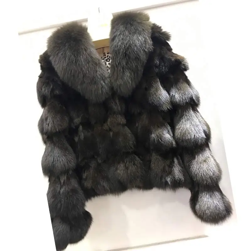 ETHEL ANDERSON Luxury Genuine Real Fox Fur Jackets&Coats With Fox Fur Collar For Ladies Short Fox Fur Outerwear In Fur Garments
