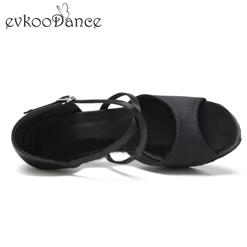 Zapatos De Baile/черные Сатиновые туфли для сальсы на каблуке 8 5 см размеры США 4 12